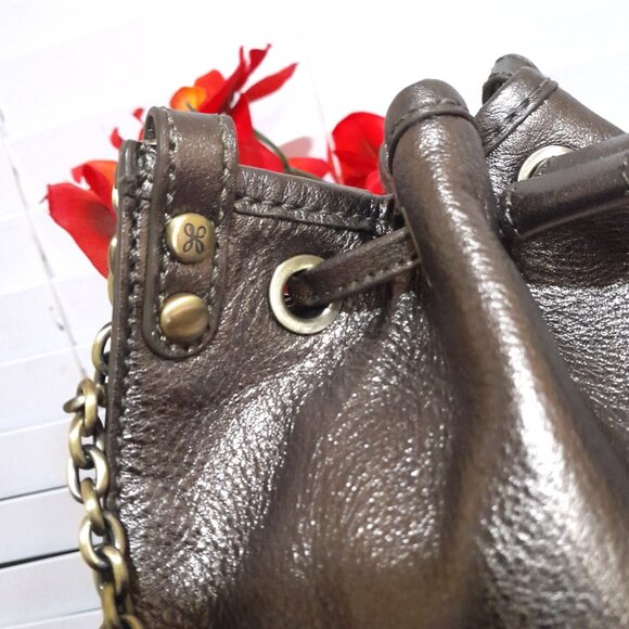 Hobo International Leather Metallic Bronze Shimmer Bucket Shoulder Bag - Picture 11 of 11